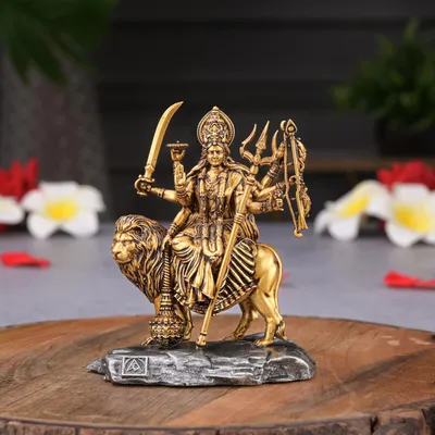 Hindu-Göttin Durga Statue, 9,9 cm, Harz, Antik-Finish