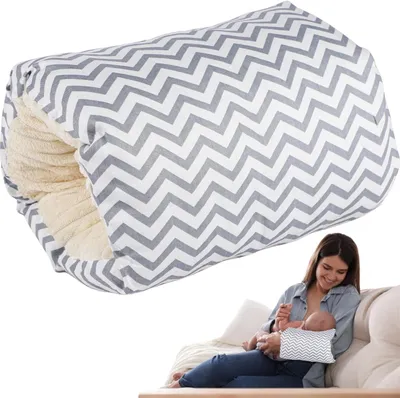 Obrázok produktu pre Ergonomický vankúš na dojčenie zo 100 % bavlny, Prenosný dojčiaci vankúš na kŕmenie bez stresu, Vankúše na dojčenie (25 x 23 x 15 cm) - BIBINAP