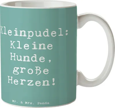 Produktbild von Mr. & Mrs. Panda Kaffeebecher Spruch Kleinpudel Liebe - Meeresbrise - Geschenk, kleine Hunde, Kaffeetasse, treuer Begleiter, Tasse, haferl, kluge, Liebesbeweis, Hund