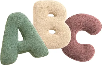 Produktbild von Buchstabenkissen Buchstabe S in Rose, dekorativ für Kinderzimmer, mit Aufhängeschlaufe