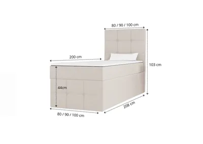 A diagram showing the dimensions of a bed.