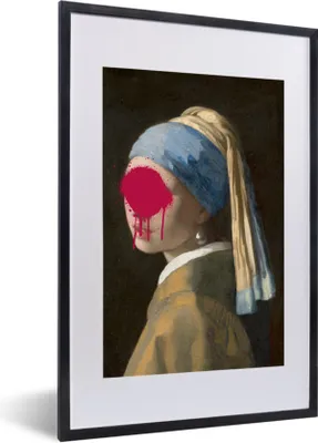 Produktbild von MuchoWow® MuchoWow® Gerahmtes Poster Das Mädchen mit dem Perlenohrring - Johannes Vermeer - Rosa 40x60 cm - Poster mit zchwarzem Bilderrahmen - Poster in Rahmen