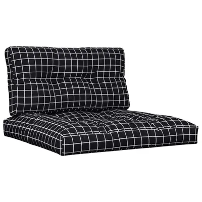 Image de Coussins de palette lot de 2 motif à carreaux noir tissu