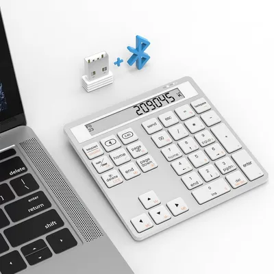 Productafbeelding van Draadloos Bluetooth Nummer Pad - Compact 34-Key Numeriek Toetsenbord met Rekenmachine Functie