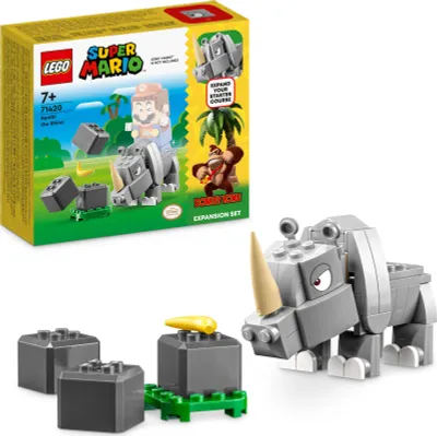 Produktbild von LEGO 71420 Super Mario Rambi das Rhino – Erweiterungsset, Nashorn-Tier-Spielzeug-Figur, kleines Geschenk zur Kombination mit einem Starterset