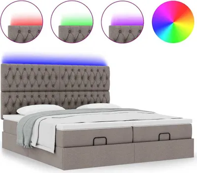 Produktbild von Ottoman-Bett mit Matratzen & LEDs Taupe 200x200 cm Stoff