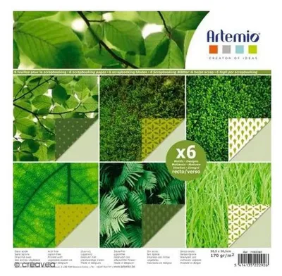 Scrapbooking-Papier, Blattgrün, 30,5 x 30,5 cm, 6 Blatt