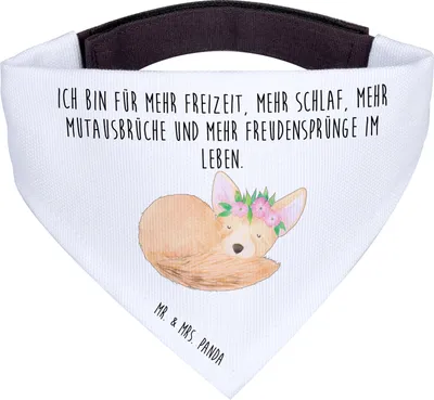 Produktbild von Mr. & Mrs. Panda Halstuch Wüstenfuchs Blumen - Weiß - Geschenk, Afrika, Hunde, Tuch, Wüste, Hundehalstuch, Glücklich, Blumenkranz, Hundetuch