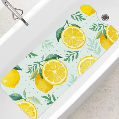 Image de Tapis de bain antidérapant, jaune, 100 x 40 cm