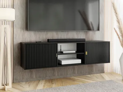 Produktbild von KierMoebel Tv Schrank ELI 3, Modern Lowboard Schwarz  156,4x42x38,8 cm