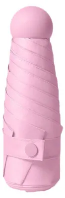 Produktbild von Mini-Reiseschirm, leichter, windfester und tragbarer Schirm, kompakter Sonnenschirm mit 99 % UV-Schutz für Damen und Herren, Rosa