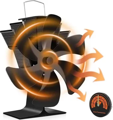Obrázek produktu pro ventilátor na krbová kamna se 6 lopatkami, krbový ventilátor s tepelným pohonem, tichý ventilátor s ochranou proti přehřátí pro krbová kamna, plynové krby, kamna na dřevo a peletová kamna