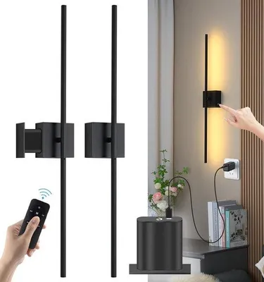 Immagine prodotto di Lampada da parete ricaricabile, ideale per soggiorno o camera da letto, senza fili, alimentata a batteria, con telecomando e funzione di ricarica USB