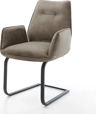Produktbild von DELIFE Freischwinger Zoa-Flex Mikrofaser Taupe Vintage Freischwinger flach Schwarz Taschenfederkern