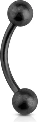 Produktbild von Piercing Augenbrauen Augenbrauenpiercing Banane Kugel Bananabell Curved Barbell  matt-schwarz 1,2 mm 8 mm