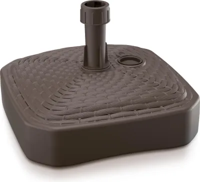 Image de Deuba Pied de parasol carré Brun socle pour parasol Ø2,6cm aspect polyrotin remplissage eau sable gravier support jardin