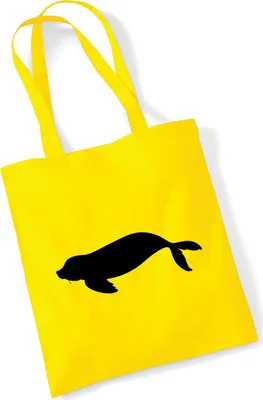 Produktbild von Huuraa Jutebeutel Robbe Silhouette 10 Liter Yellow Baumwolle Tasche Geschenkidee