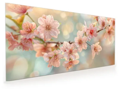 Produktbild von Küchenrückwand Spritzschutz Glas mit Motiv Kirschblütenzauber 40 x 40 cm