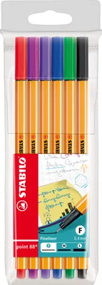 Image de Fineliner - STABILO point 88 - Pack de 6 - avec 6 couleurs différentes