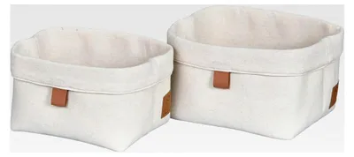 Produktbild von Aufbewahrungskorb Set 2-teilig - Stoffkörbchen für Badezimmer und Babyzimmer - Beige - 2 Größen
