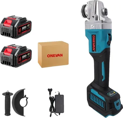 Immagine prodotto di Smerigliatrice angolare, motore brushless, regolazione continua della velocità, 2 batterie, spina UE
