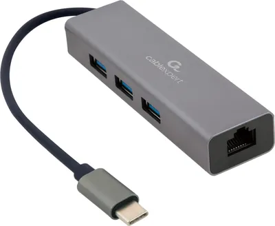 Produktbild von gembird USB-C-Gigabit-Netzwerkadapter 3-Port-USB-3.1-Hub