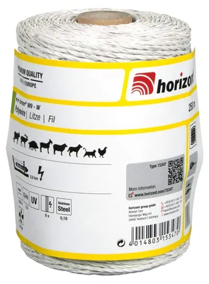 Produktbild von Kunststoff-Litze "FARMER W9-W" 9 Nirostaleiter, 250m Spule (weiss)