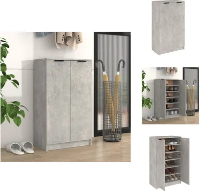 Zdjęcie produktu dla vidaXL Szafka na buty betonowa szara 59x35x100 cm materiał drewnopochodny - Półki i szafki na buty