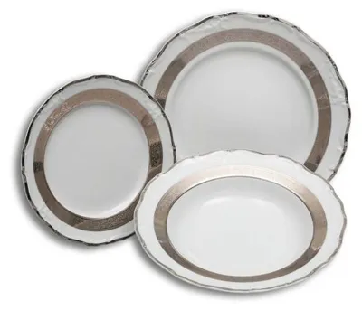 Produktbild von Tellersatz, Karlsbader Porzellan Thun, Marie Louise, Platin, 18 Stück