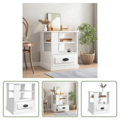 Obrázek produktu pro The Living Store boční stolek bílý 50x50x60 cm materiál na bázi dřeva