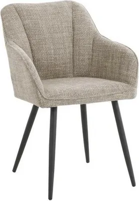 Produktbild von howhomely Stuhl EREINA, Beige, Ergonomischer Esszimmerstuhl mit weicher Stoffpolsterung & robusten Metallbeinen, Modern, minimalistisch, mit dezentem Muster, für Büro & Wohnzimmer