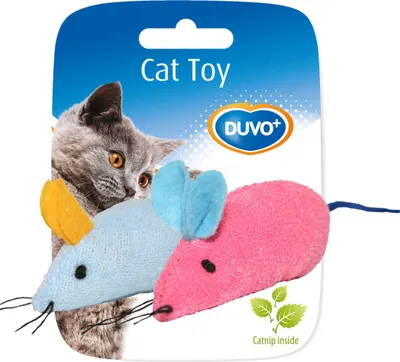 Produktbild von Duvo+ Katzenspielzeug Maus mit Katzenminze blau/rosa