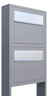 Produktbild von Briefkastenanlage Elegance for Two Grau Metallic mit Edelstahlklappe
