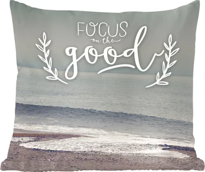 Produktbild von MuchoWow® Zierkissen Sofakissen Wohnzimmer Dekokissen 60x60 cm Konzentriere dich auf das Gute" - Sprüche - Zitate - Sitzfläche - Foto Polster