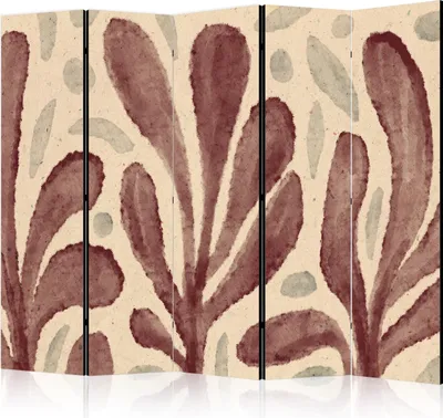 Produktbild von 5-teiliger Einseitiger Vlies Paravent - Waving Leaves - Irregular Plant Shapes in the Style of Matisse 225x172 cm Muster a-A-10526-z-b