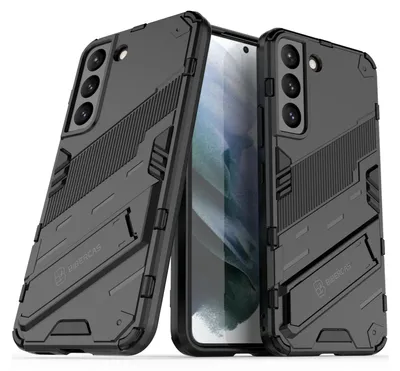 Image de Etui pour Samsung Galaxy S22 Etui de protection antichoc hybride en PC TPU avec fonction stand Noir