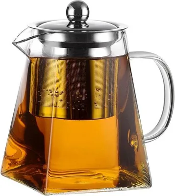 Zdjęcie produktu dla Szklany dzbanek do herbaty 800 ml z sitkiem ze stali nierdzewnej, odporny na wysoką temperaturę