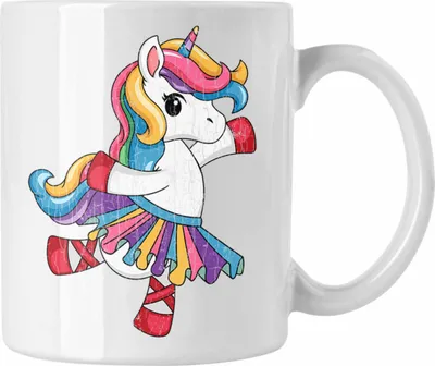 Produktbild von Trendation - Einhorn Tasse Geschenk Mädchen Tochter Einhörner Grafik Pferde Reiterin Geschenkidee Frau Mama (Weiß)