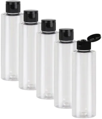 Obrázek produktu pro Přenosná sada 5 cestovních lahviček – plastové lahvičky o objemu 200 ml – odolné provedení pro kosmetiku