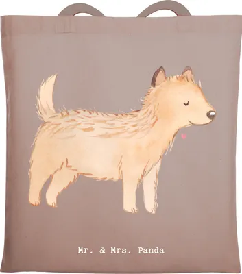 Produktbild von Mr. & Mrs. Panda Tote Bag Cairn Terrier Moment - Braun Pastell - Geschenk, Tasche, Laptoptasche, Schultasche, Einkaufstasche, Shopping