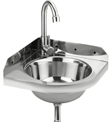 Eckwaschbecken Edelstahl 26 cm mit Wasserhahn, für Wohnmobil