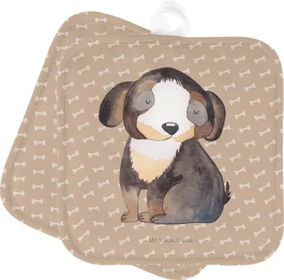 Produktbild von Mr. & Mrs. Panda Topfuntersetzer Hund Entspannen - Hundeglück - Geschenk, Sprüche, Kochlappen, Topflappen, Topflappenset, topfhalter, Liebe, Set, Schwarzer, Süß, Niedlich