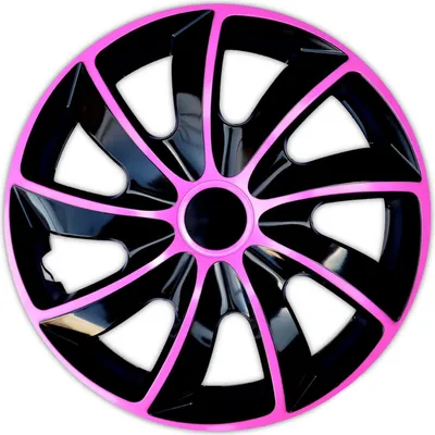 Obrázok produktu pre NRM Quad Bicolour Wheel Trims for Steel Rims Two-tone Hubcap Set 4ks Black/Pink, 14"
