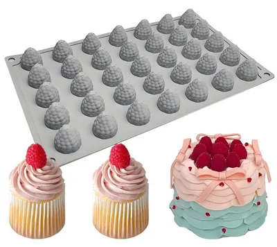 Immagine prodotto di Stampo in silicone per muffin, motivo fragola, 35 cavità, 29,7 x 17,4 cm, colore grigio
