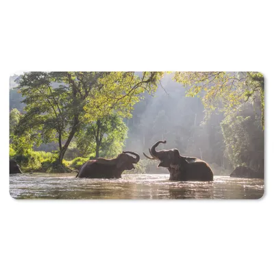 Produktbild von MuchoWow® Mauspad Mousepad Elefant - Wasser - Tiere - Bäume - Sonne 60x30 cm - Mousepads - Maus Mat - Pad - Mausunterlage - Nachhaltig