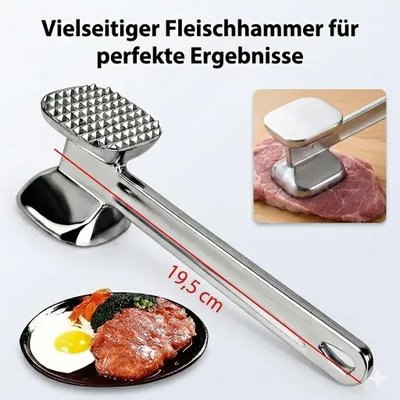 Produktbild von Fleischhammer Rostfrei - handlicher und Doppelseitiger Fleischklopfer Küche