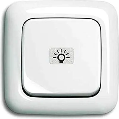 Produktbild von Busch Jäger Komplettset // Lichtschalter mit 1 x Wippschalter permanent beleuchtet (2000/6 USGL) mit Wippe (Kalotte Symbol Licht) inkl. 1 fach Rahmen - komplett einbaufertig - alpinweiß - Reflex SI