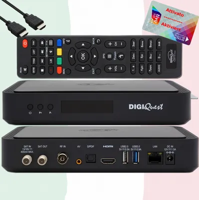Produktbild von TiVuSat Karte 4K UHD + DIGIQuest Q90 4K H.265 S2+T2 Receiver (Karte akiviert)
