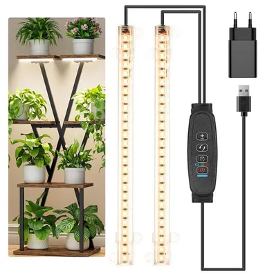 Produktbild von LED Pflanzenlampe 20 cm, Vollspektrum Pflanzenlicht 3500 K, 52 LEDs, dimmbar, 3/9/12h Timer, für Zimmerpflanzen, Sukkulenten und Setzlinge