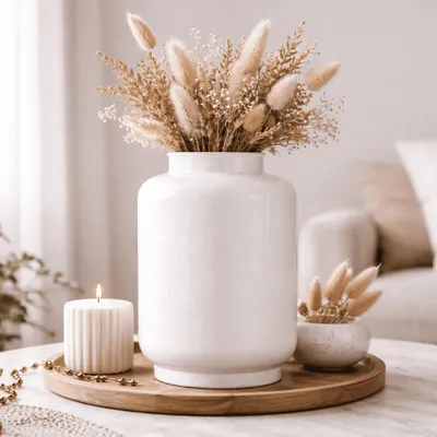 Produktbild von Blumenvase Glas Vase Deko Tischvase Bodenvase Dekovase Wohndekoration groß weiß